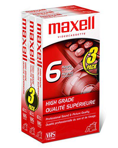 maxell high grade t-120 vhs tape, 3 pack