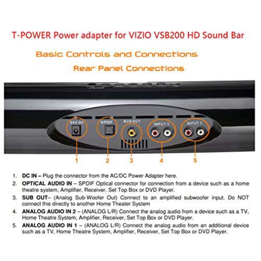 t power 24v charger for with vizio soundbar vsb200 vsb205 vsb210 vsb211 pn: 90012422801 speaker and ecotech marin vortech qui