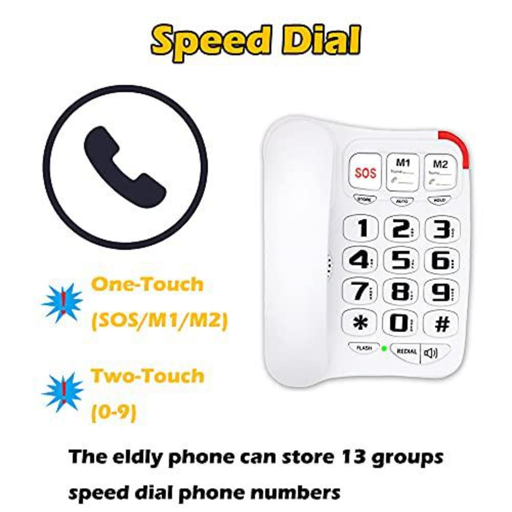 jekavis j-p45 big button phone for seniors, landline corded phone with speakerphone, amplified phones for hearing impaired el