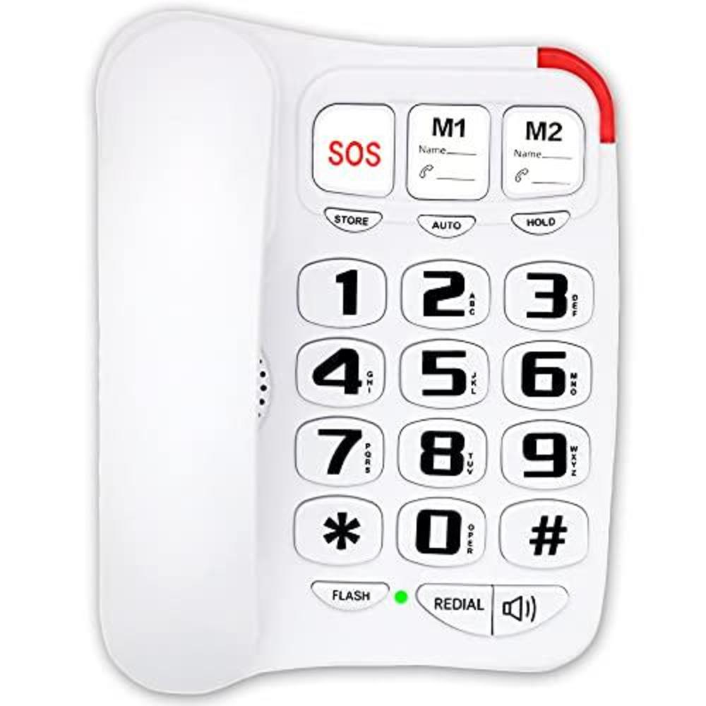 jekavis j-p45 big button phone for seniors, landline corded phone with speakerphone, amplified phones for hearing impaired el