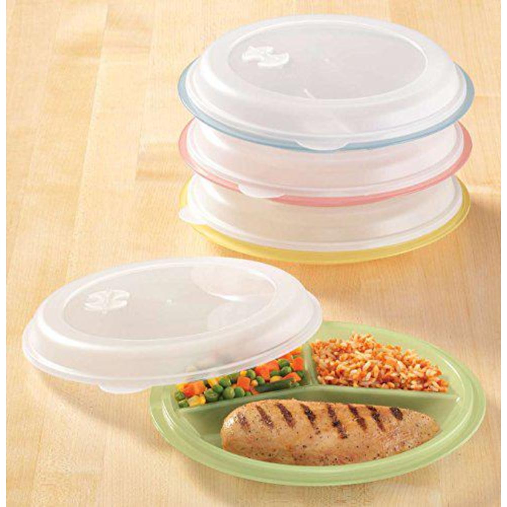 miles kimball divided plates and food storage containers - set of 4