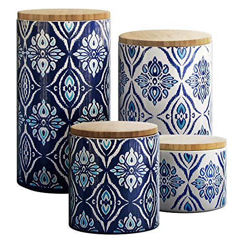 American Atelier Pirouette 4 Piece canister Set, BlueWhite