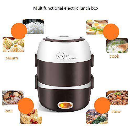 loyalheartdy electric lunch box,3 layers 2l portable electric heating bento lunch box food storage warmer container rice cooker,110v 200w,