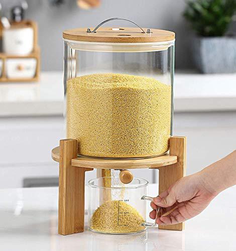 Aprilhp flour and cereal container, rice dispenser 5l/8l, creative glass  food storge container for kitchen