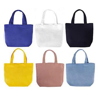 pertion 6 Pack Mini Canvas Tote Bags, 9x8x4inch Reusable Bulk Small Gift Bag for Kids