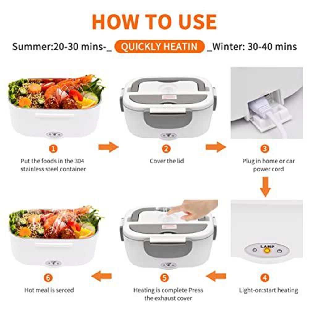 clcyicen electric lunch box,2 in 1 portable lunch box food heater upgraded leak-proof sealing ring waterproof and leak-proof for car/t