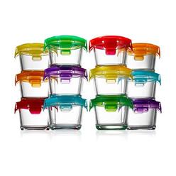 nutrichef 12pc food storage containers - 4.48oz mini stackable superior premium glass meal-prep w/ airtight locking lid, bpa-