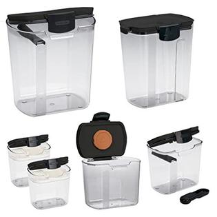 Progressive International prepworks by progressive 6-piece prokeeper clear storage  container set (6 piece, black lids)