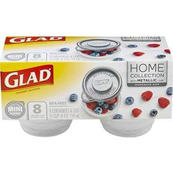 gladware home mini round food storage containers, small food containers hold 4 ounces of food, 8 count set | with glad lock t