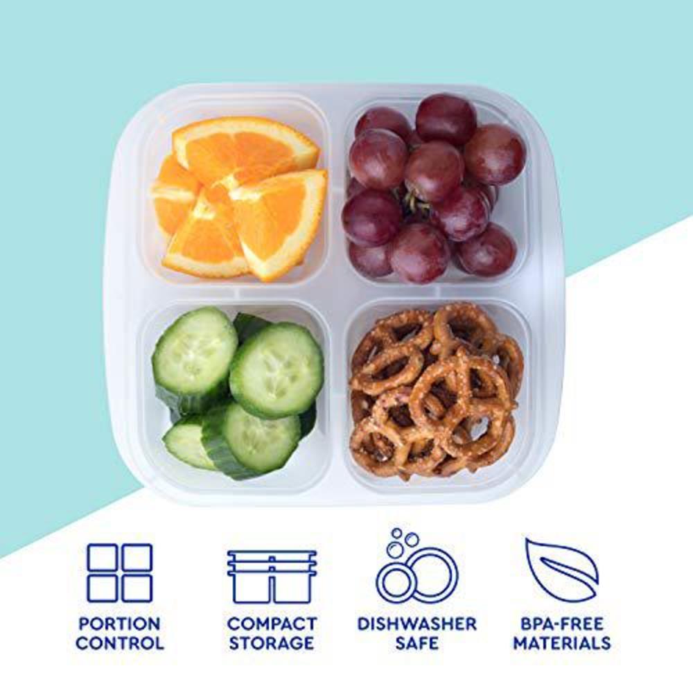 easylunchboxes - bento snack boxes - reusable 4-compartment food containers for school, work and travel, set of 4, classic