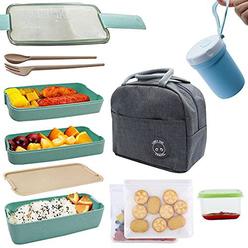 Koccido Bento Box Lunch Box Kit,Japanese Lunch Box 3-In-1 compartment,Leakproof 3 Layer Lunch Box Lunch container,Bento Lunch Bo