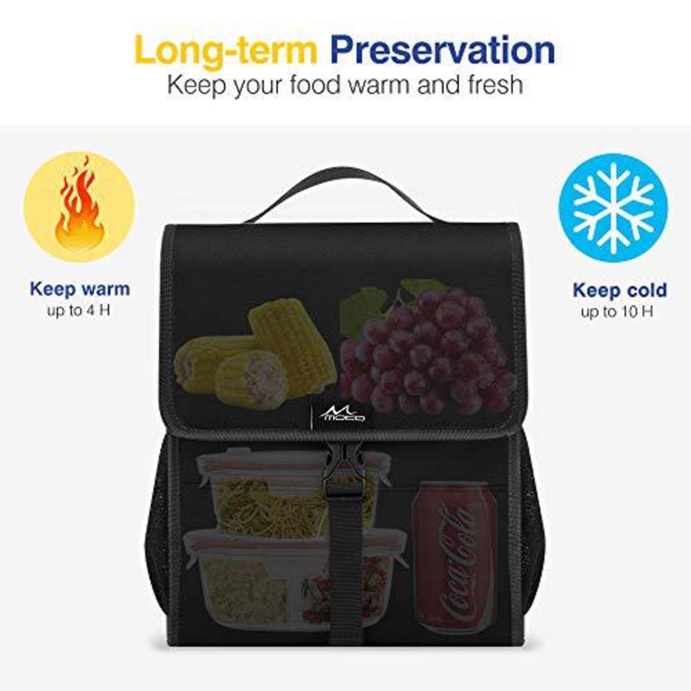 moko insulated lunch bag, reusable cooler tote bag, collapsible multi-use lunch box, thermal lunch sack with zipper closure f