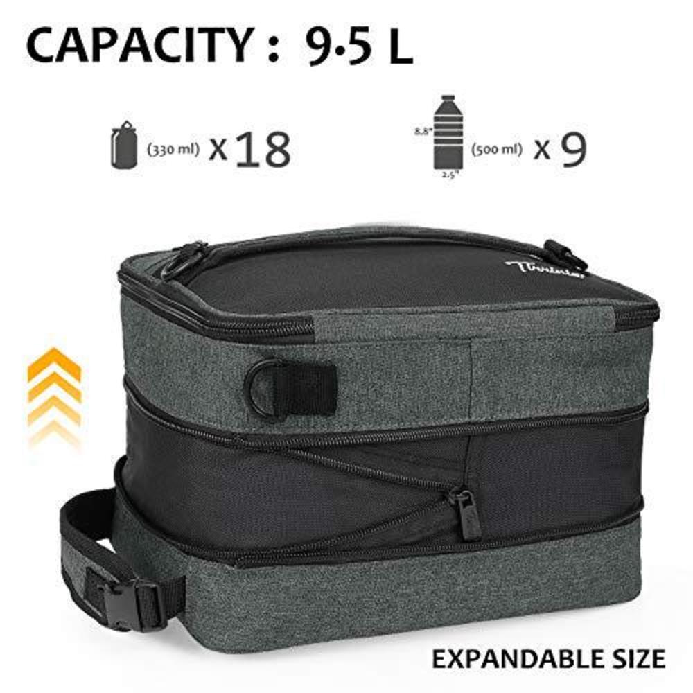 Tirrinia expandable insulated lunch bag, leakproof flat lunch cooler tote with shoulder strap for men and women, suitable for work & o