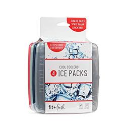 Fit & Fresh fit + fresh cool coolers slim ice packs, reusable ice packs for lunch bags, beach bags, coolers, and more, set of 4, multicol