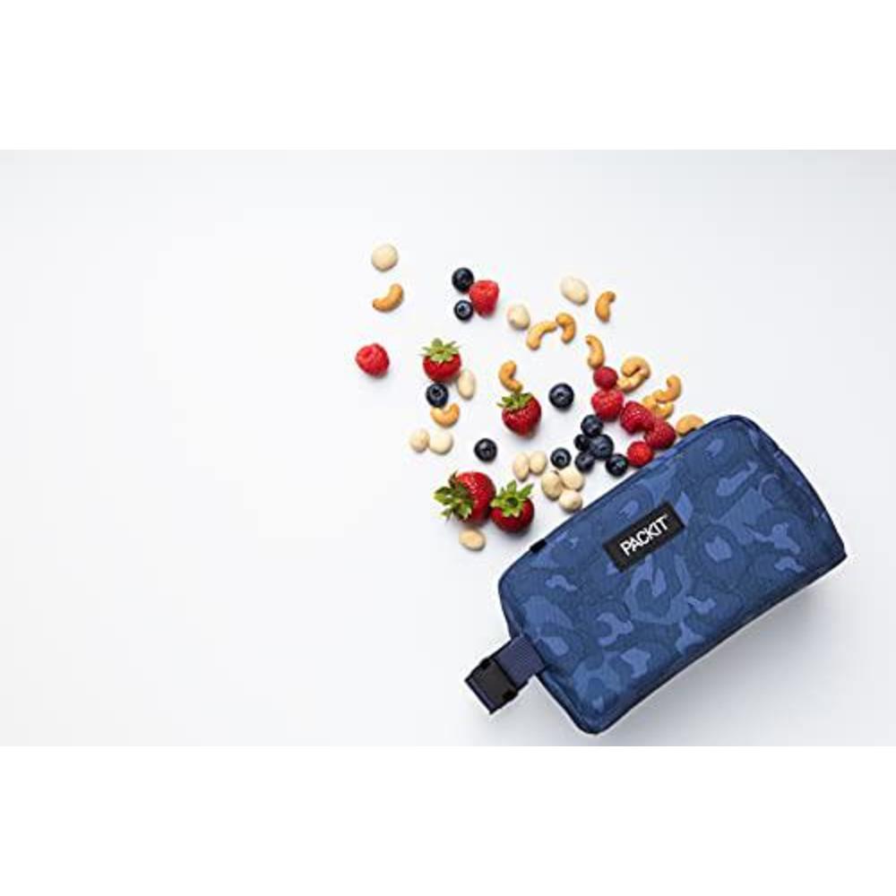 PackIt Cool packit freezable reusable snack box, navy blue leopard