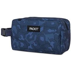 PackIt Cool packit freezable reusable snack box, navy blue leopard (pko-sx-hln)