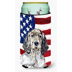 caroline's treasures lh9022tbc usa american flag with english setter tall boy beverage insulator beverage insulator hugger, t