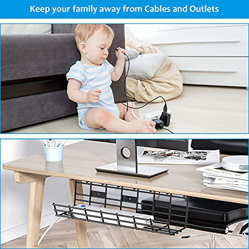 Delamu under desk cable management tray, 2 pack super sturdy desk wire management organizer, metal cord management rack, 34in cable 