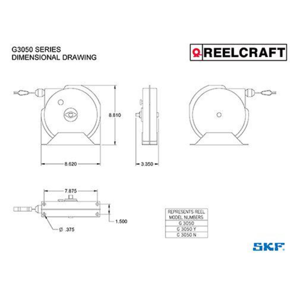reelcraft 3050 50? spring retractable grounding reel, nylon coated cable made from industrial grade carbon steel