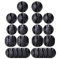 ohill cable clips,16 pack black adhesive cord holders, ideal cable cords management for organizing cable wires-home, office, 