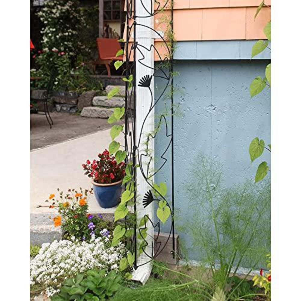unknown1 traditional downspout decorative garden trellis 92 inch tall black powder coat finish modern contemporary wrought ir