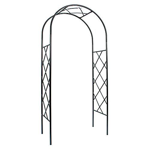 achla designs arb-30g lattice wrought iron garden trellis arch arbor, graphite