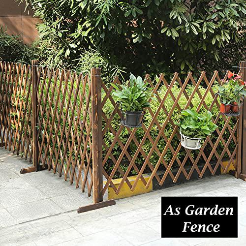 tonchean 2 pack expandable wood garden fence retractable garden trellis fence plant screen freestanding expanding patio fence