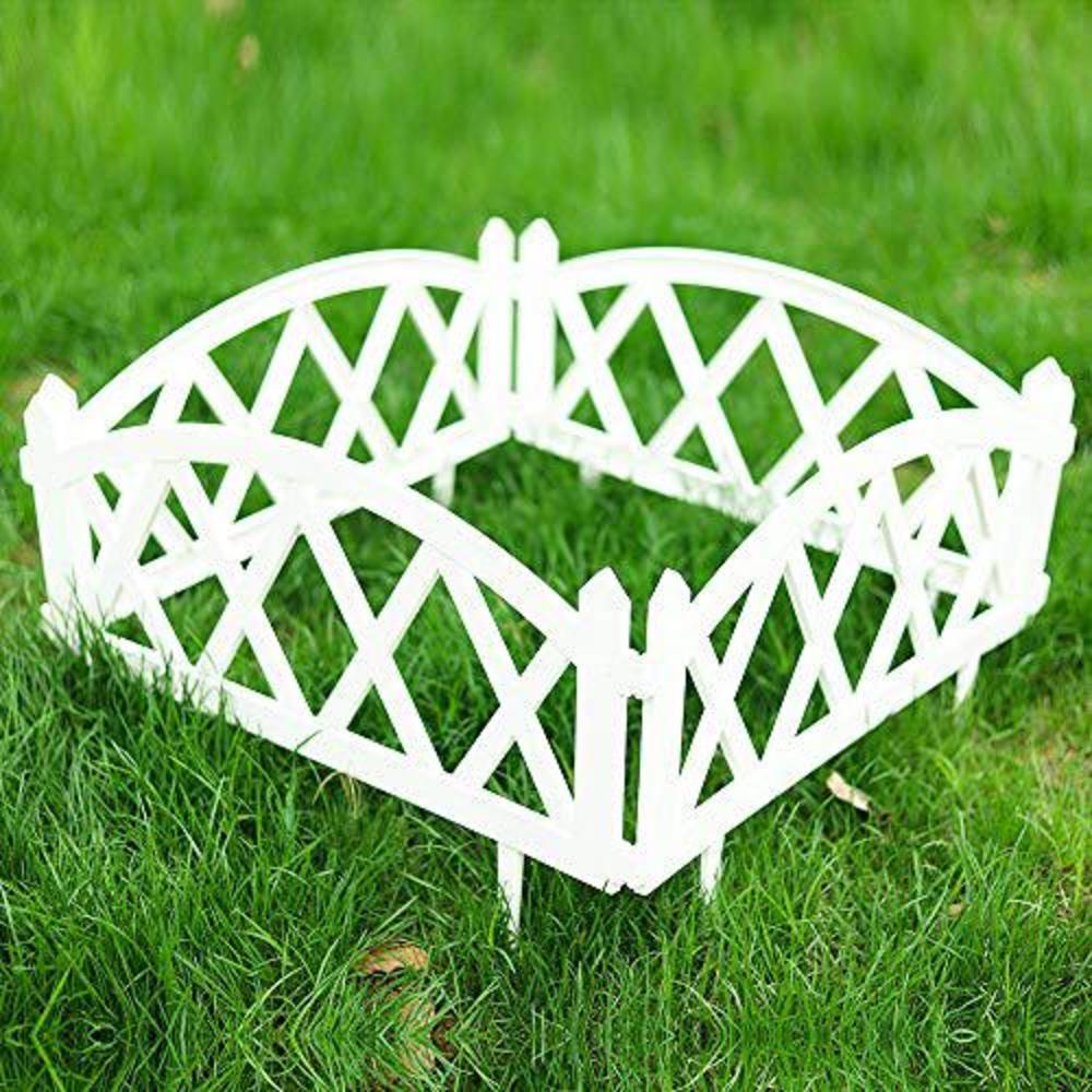 sungmor plastic garden picket fence, grass lawn flower beds landscaping edging borders, lightweight outdoor path fence panels