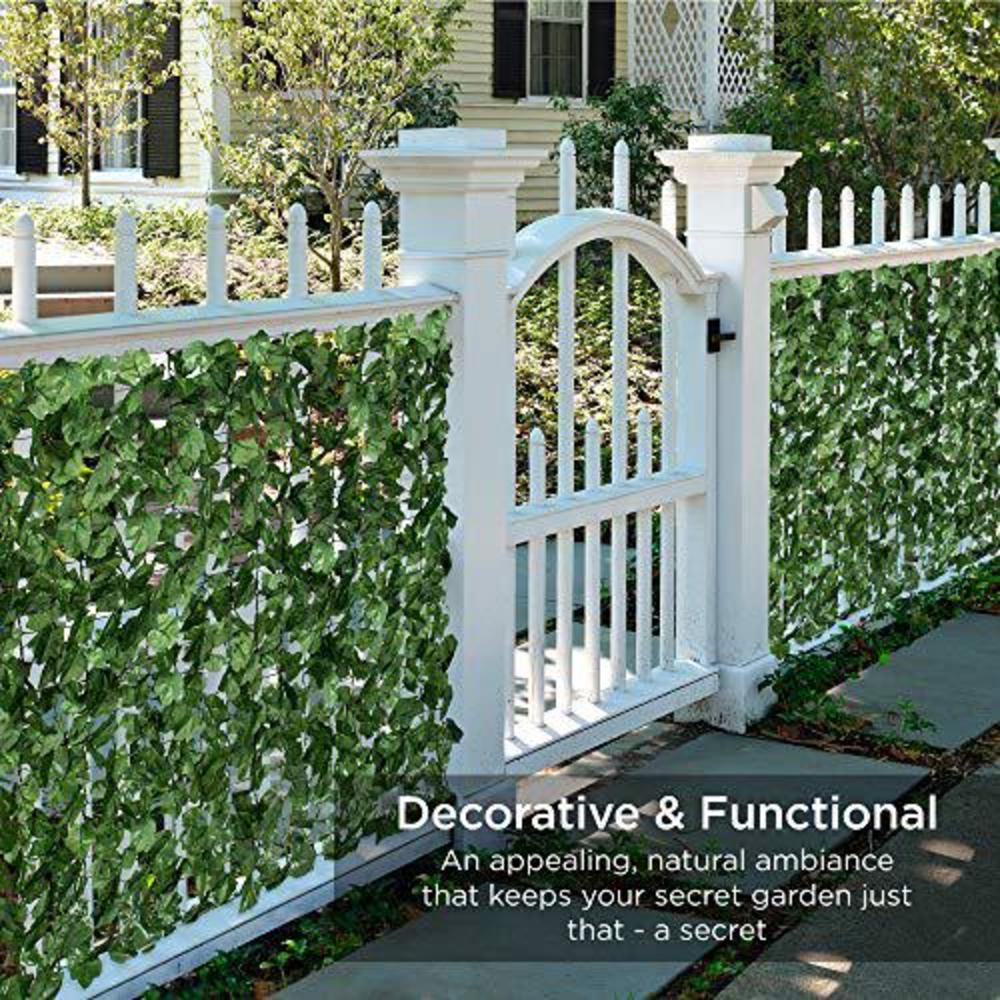 best choice products outdoor garden 94x59-inch artificial faux ivy hedge leaf and vine privacy fence wall screen - green