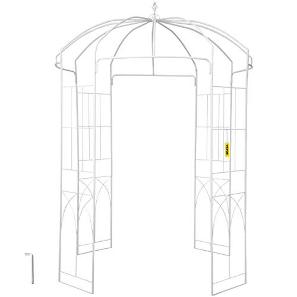 vevor birdcage shape gazebo, 9' high x 6.6' wide, heavy duty wrought iron arbor, wedding arch trellis for climbing vines in o