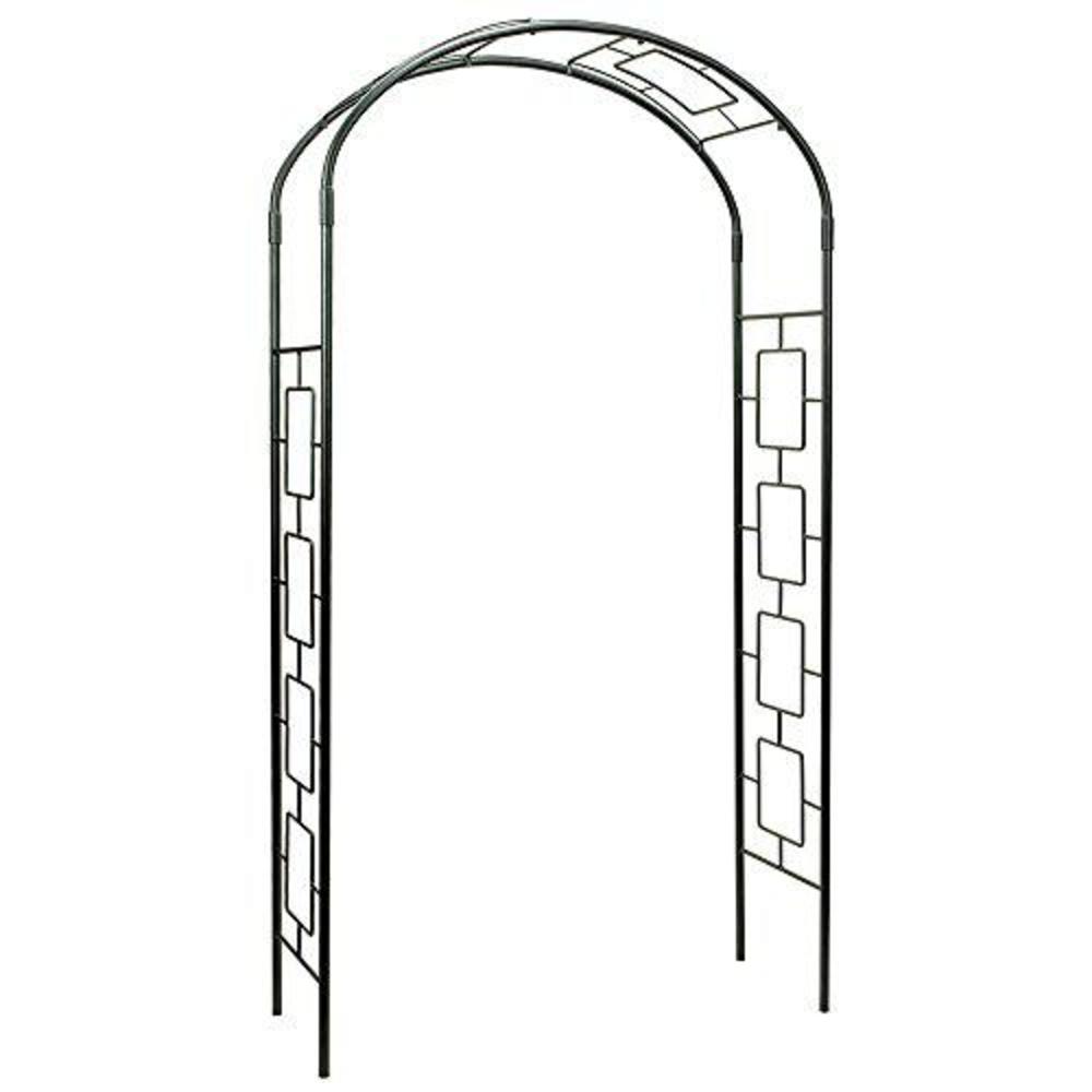 achla designs arb-11 modern metal arbor arch,garden dcor, graphite