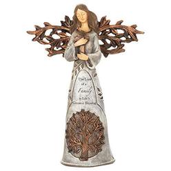 Roman angel holding cross natural brown 9 x 6 resin stone collectible figurine