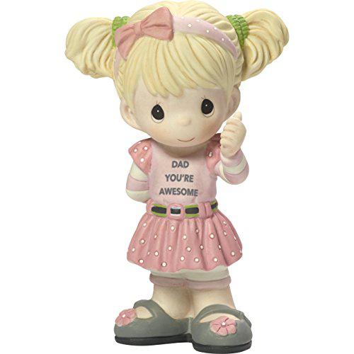 precious moments my dad's awesome girl with thumbs up bisque porcelain home decor collectible figurine 173005