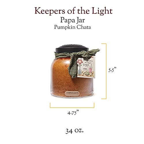 a cheerful giver - pumpkin chata - 34oz papa scented candle jar with lid - keepers of the light - 155 hours of burn time, gif