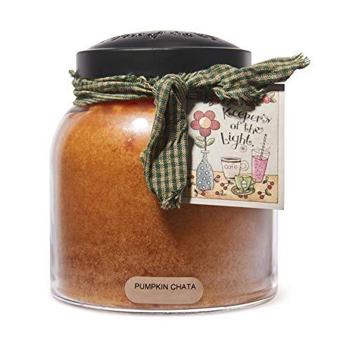a cheerful giver - pumpkin chata - 34oz papa scented candle jar with lid - keepers of the light - 155 hours of burn time, gif