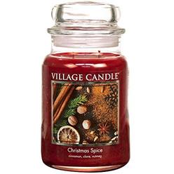 village candle christmas spice, large glass apothecary jar scented candle, 21.25 oz, red