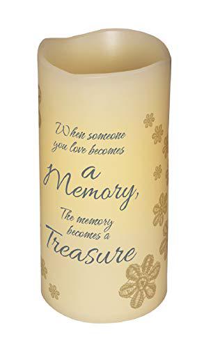 Carson Home 6" flameless vanilla scented memory pillar candle, flickering led light