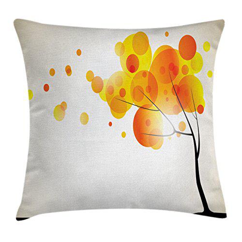 ambesonne abstract throw pillow cushion cover, modern tree sun autumn themed vibrant image artwork print, decorative square a