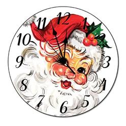 godblessign vintage santa clock 10 in christmas clock santa clocks for wall christmas wall clock non-ticking wooden wall clocks battery o