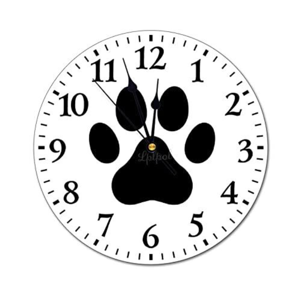 foduoduo 12 inch pvc wall clock silent non-ticking dog or cat paw print wall clock arabic numerals hanging clock for bedrooms
