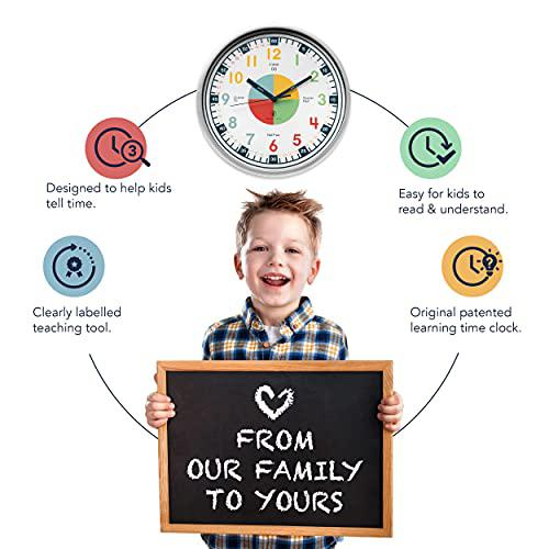 owlconic telling time teaching clock - kids clock, kids room decor, playroom wall decor, analog clock, kids wall clock, learn
