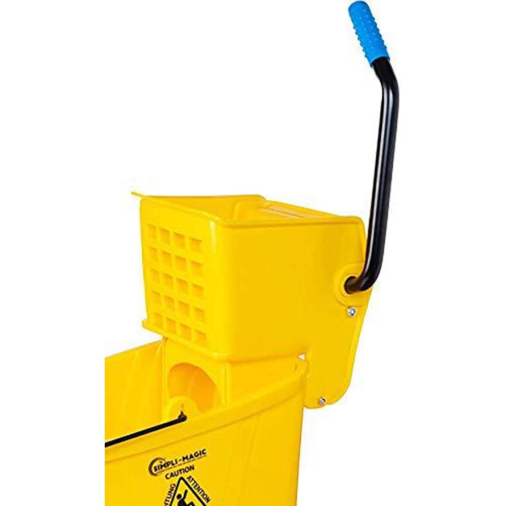 simpli-magic 79358 commercial mop bucket with side press wringer, 26 quart, yellow
