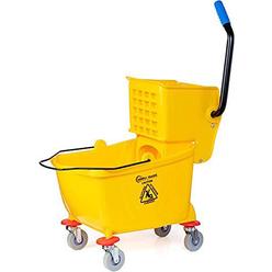 simpli-magic 79358 commercial mop bucket with side press wringer, 26 quart, yellow