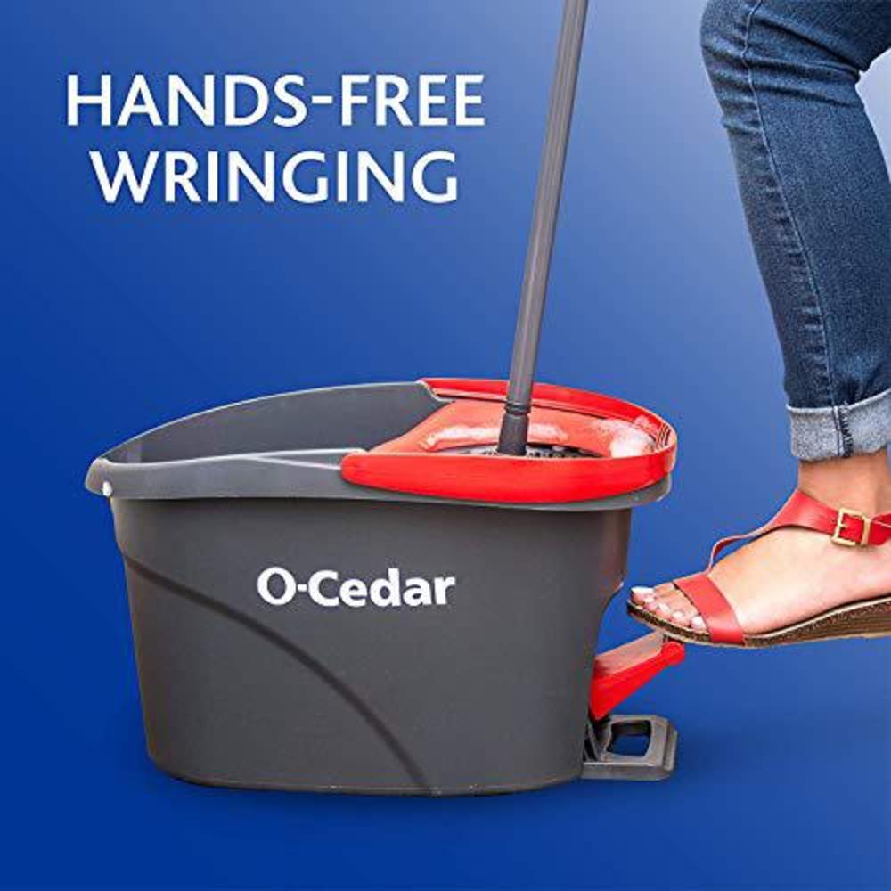 o-cedar system easy wring spin mop & bucket with 3 extra refills, red/gray