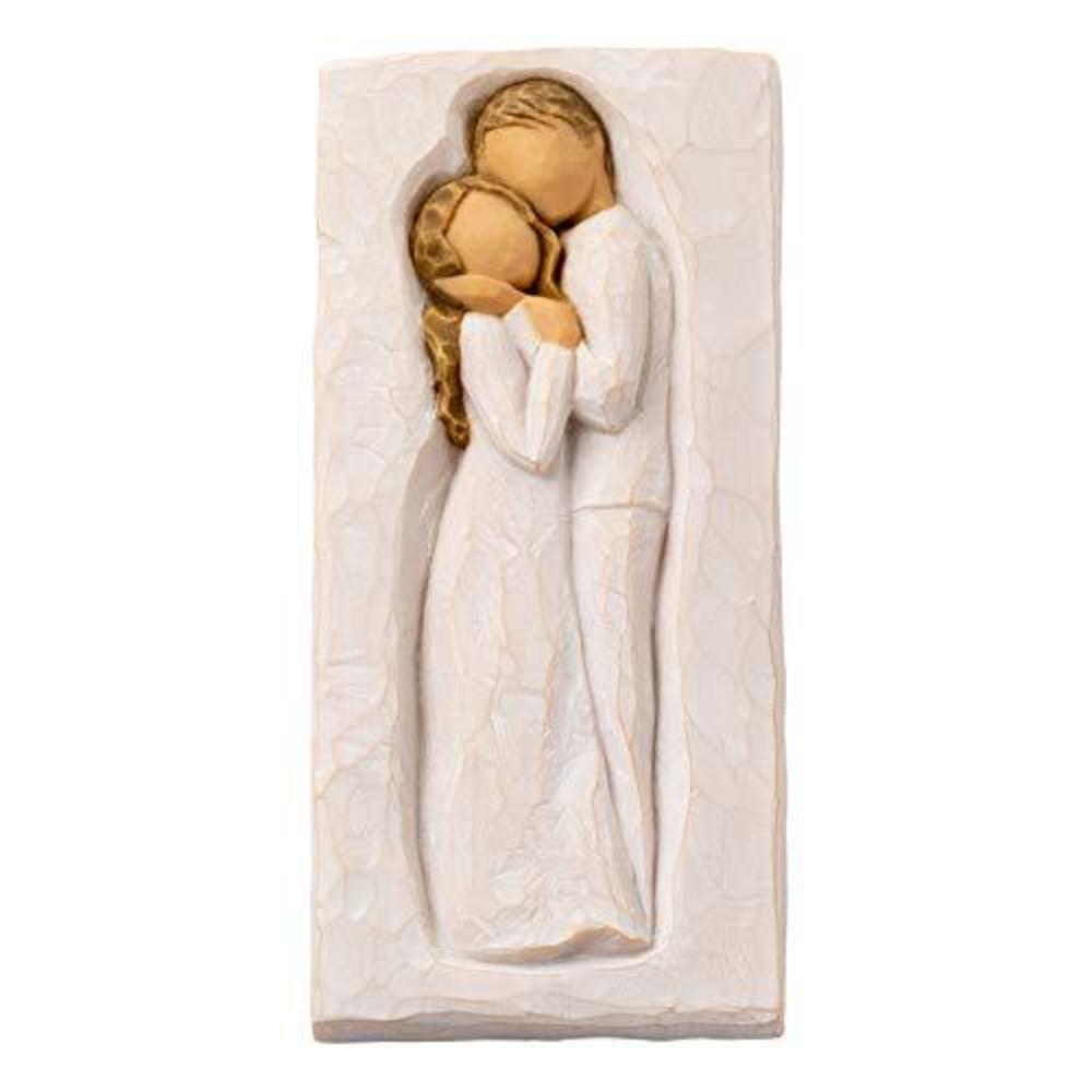willow tree embrace plaque, sculpted hand-painted bas relief
