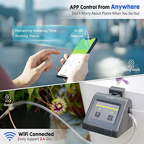 rainpoint wifi automatic watering system for indoor potted plants, diy drip irrigation kit remotely control auto/manual/delay