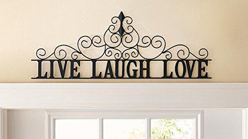 collections etc scrolling live laugh love metal wall art, standard, black