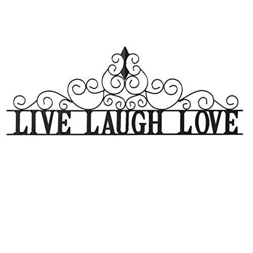 collections etc scrolling live laugh love metal wall art, standard, black
