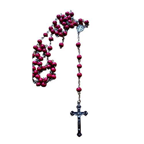 Bluenoemi olive wood rosary with silver drawing crucifix. jerusalem cross. beautiful scented bethlehem olive wood rosary cross. sourced