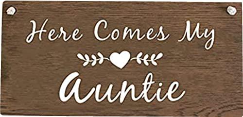 mesllings here comes my auntie - ring bearer sign - 4''x8'' wooden sign - flower girl sign - wedding wood sign - wedding phot